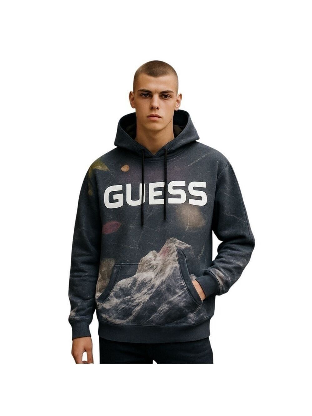 Guess Cosmic Fleece Hoodie Men’s M‎ Black Pullover